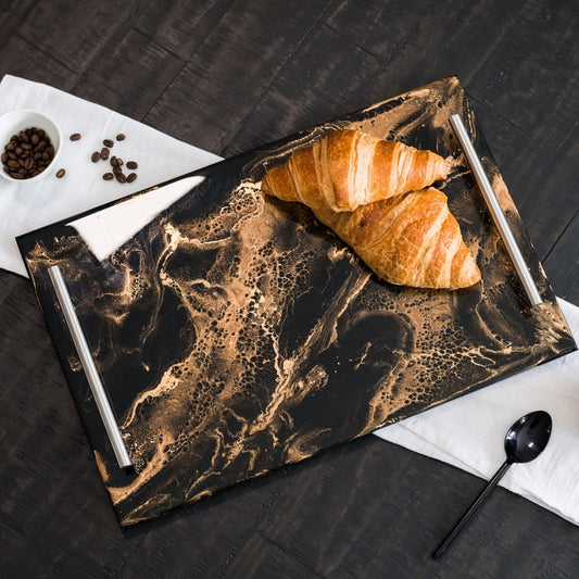 Handmade resin serving trays with handles